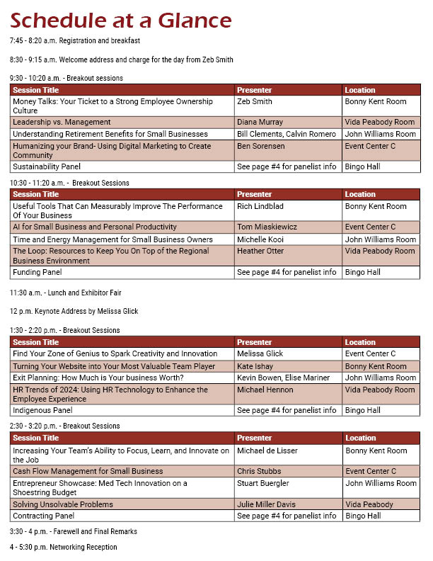 conference schedule